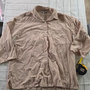 Solumbra Sun Protective Shirt Womens M Tan Khaki Long Sleeve Ventilated Mesh